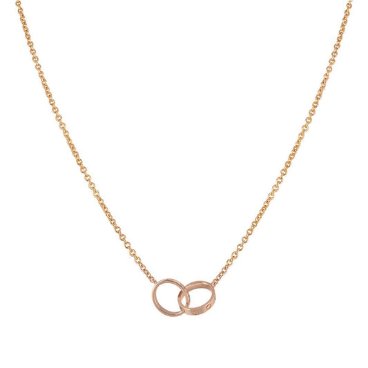 [basloveJW]LOVE NECKLACE DOUBLE RING PINK GOLD