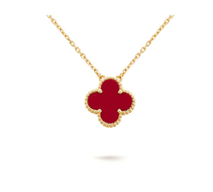 [basloveJW]CLOVER 15MM CARNELIAN SINGLE FLOWER NECKLACE