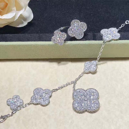 [basloveJW]CLOVER 6 MOTIFS SILVER DIAMOND BRACELET