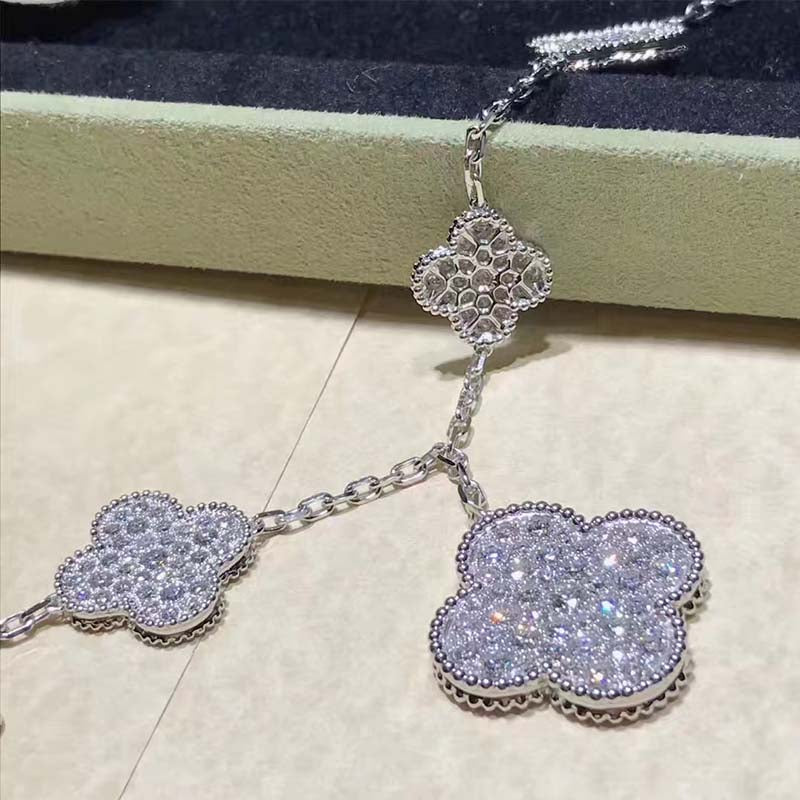 [basloveJW]CLOVER 6 MOTIFS SILVER DIAMOND BRACELET