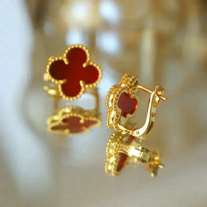 [basloveJW]CLOVER MEDIUM 1 MOTIFS CARNELIAN  EARRINGS