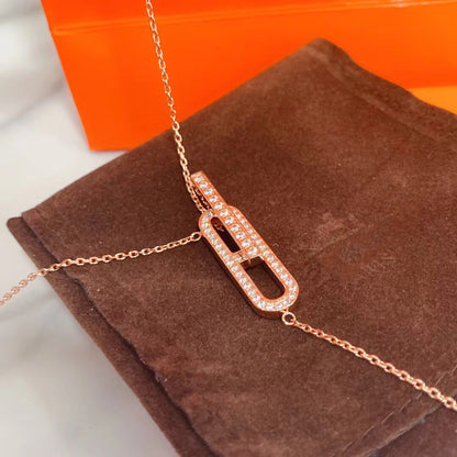 [Basjewels]HM NECKLACE PLATINUM ROSE GOLD DIAMOND