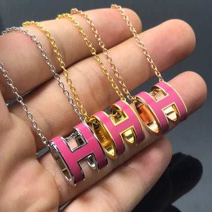 [Basjewels]H NECKLACE PINK