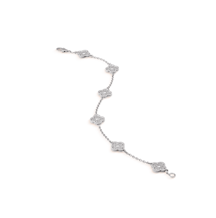 [basloveJW]CLOVER 6 MOTIF SILVER DIAMOND BRACELET