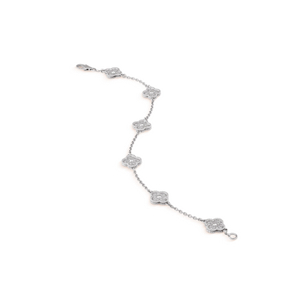 [basloveJW]CLOVER 6 MOTIF SILVER DIAMOND BRACELET