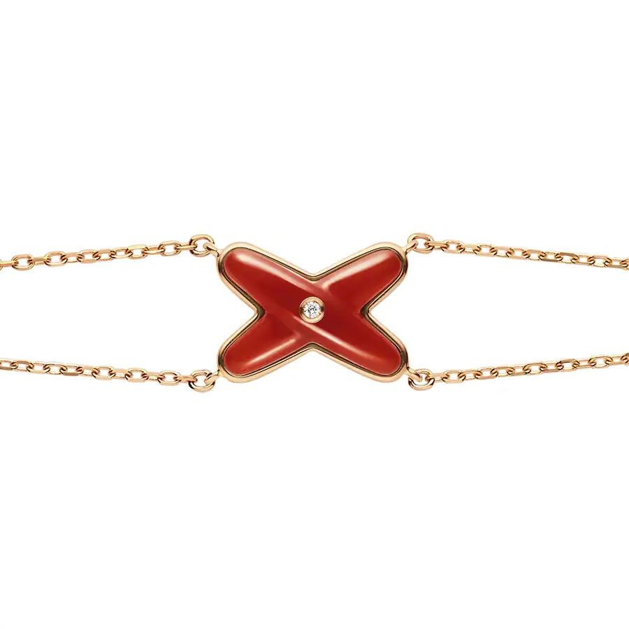 [Basjewels]JEUX BRACELET CARNELIAN PINK GOLD 1 DIAMOND