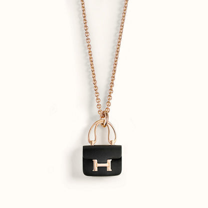 [Basjewels]CONSTANCE BLACK PEDANT PINK GOLD NECKLACE