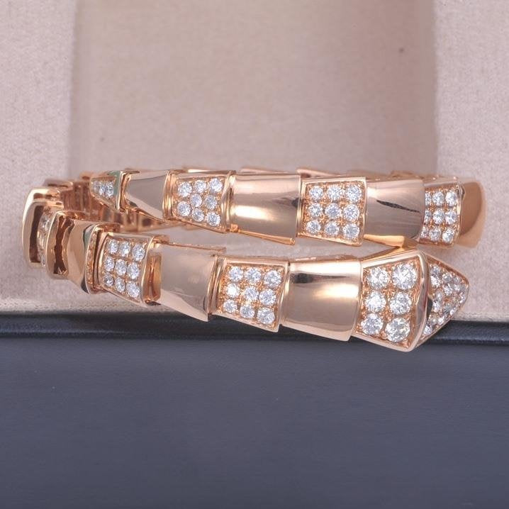 [Basjewels]SERPENTI WIDE BRACELET PINK GOLD DIAMOND