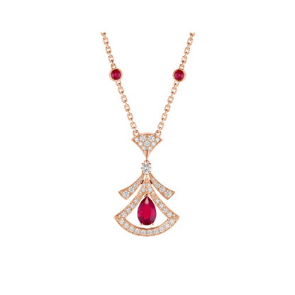 [Basjewels]DREAM NECKLACE CARNELIAN DIAMOND PINK GOLD