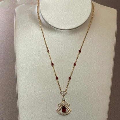 [Basjewels]DREAM NECKLACE CARNELIAN DIAMOND PINK GOLD