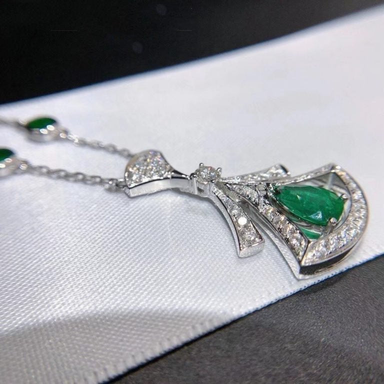 [Basjewels]DREAM NECKLACE MALACHITE DIAMOND SILVER