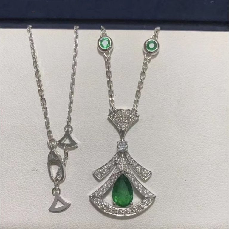 [Basjewels]DREAM NECKLACE MALACHITE DIAMOND SILVER