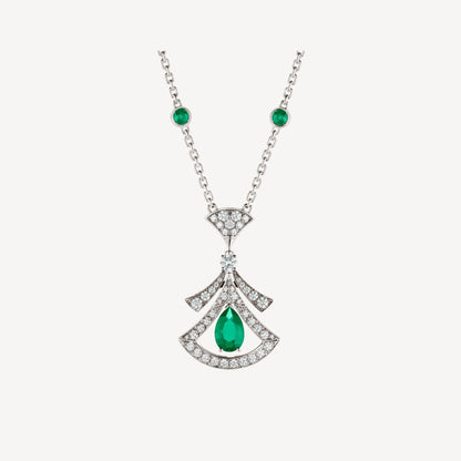 [Basjewels]DREAM NECKLACE MALACHITE DIAMOND SILVER