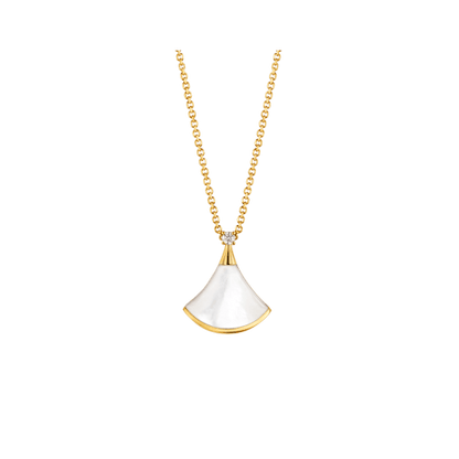 [Basjewels]DREAM NECKLACE WHITE MOP GOLD 1 DIAMOND