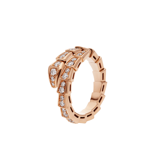 [Basjewels]SERPENTI RING PINK GOLD DIAMOND PAVED 4MM