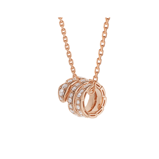 [Basjewels]SERPENTI PINK GOLD NECKLACE DOUBLE RING DIAMOND