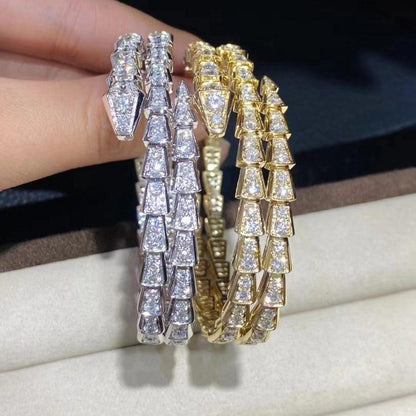 [Basjewels]SERPENTI BRACELET GOLD DIAMOND DOUBLE ROW