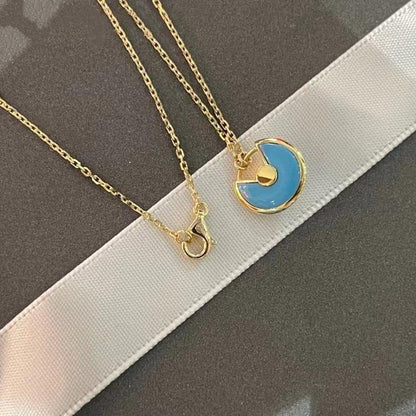 [Basjewels]AMULETTE GOLD TURQUOISE NECKLACE