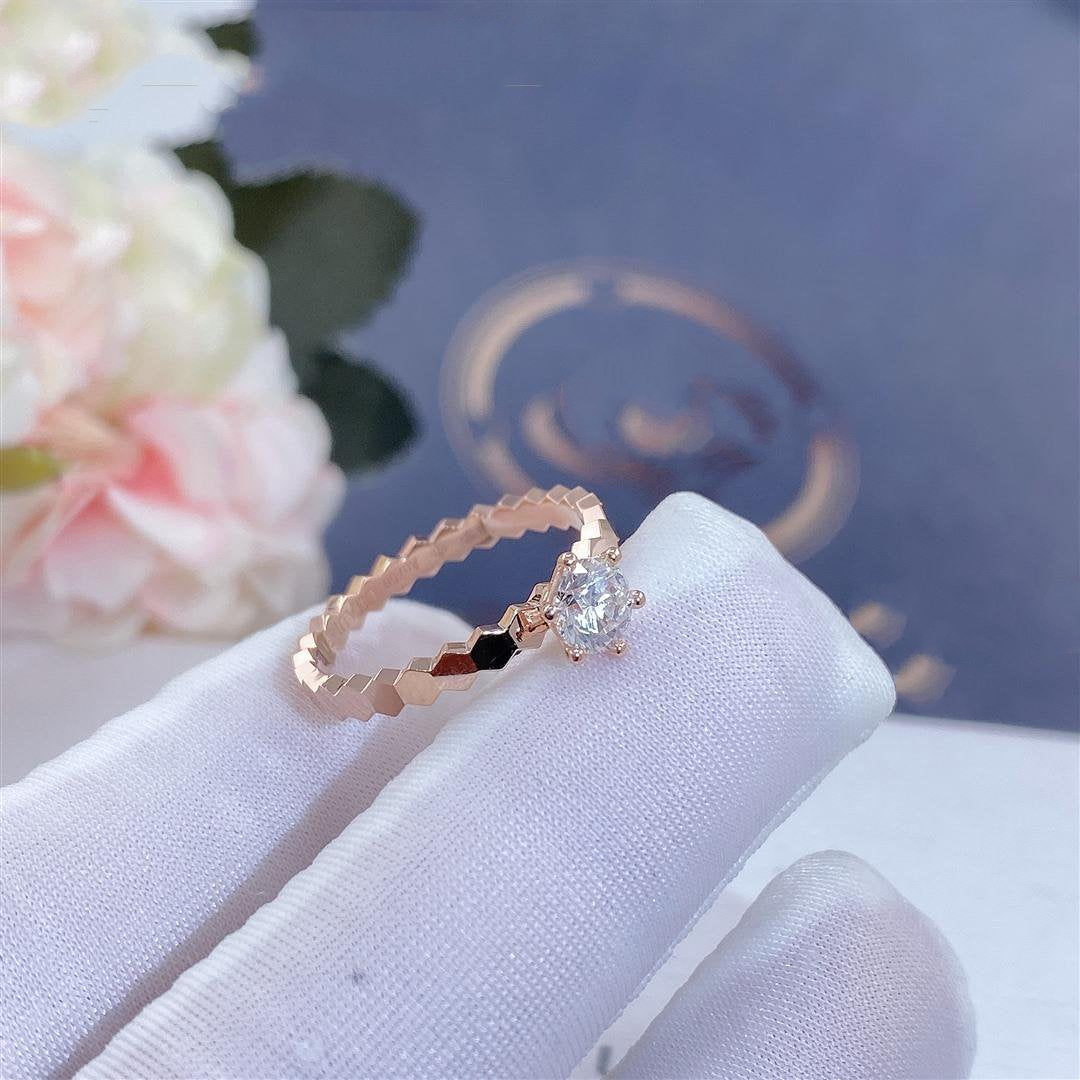 [Basjewels]BEE LOVE RING PINK GOLD 1 DIAMOND