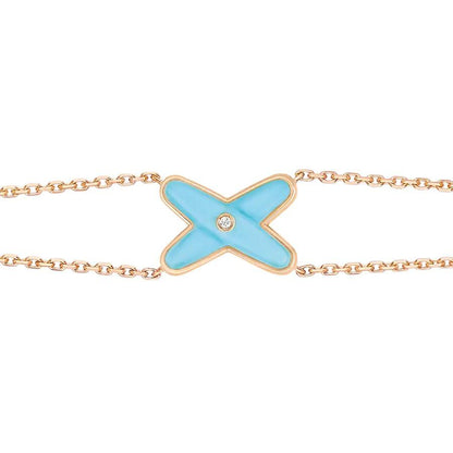 [Basjewels]JEUX BRACELET TURQUOISE PINK GOLD 1 DIAMOND