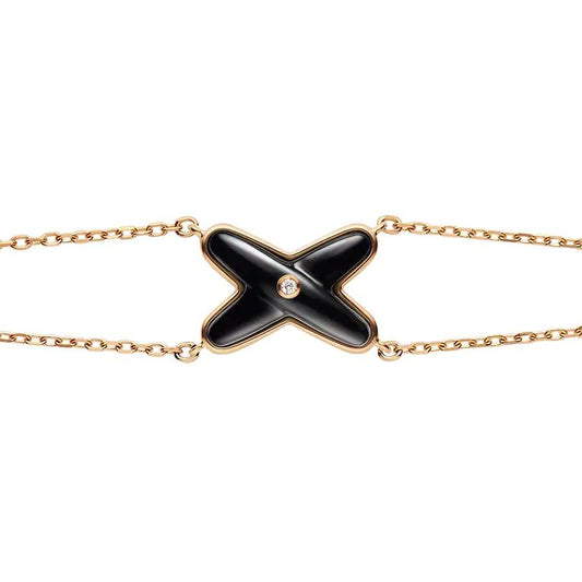 [Basjewels]JEUX BRACELET ONYX PINK GOLD 1 DIAMOND