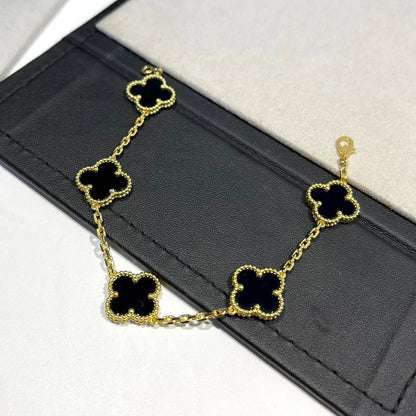 [basloveJW]CLOVER  5 MOTIFS BLACK ONYX BRACELET