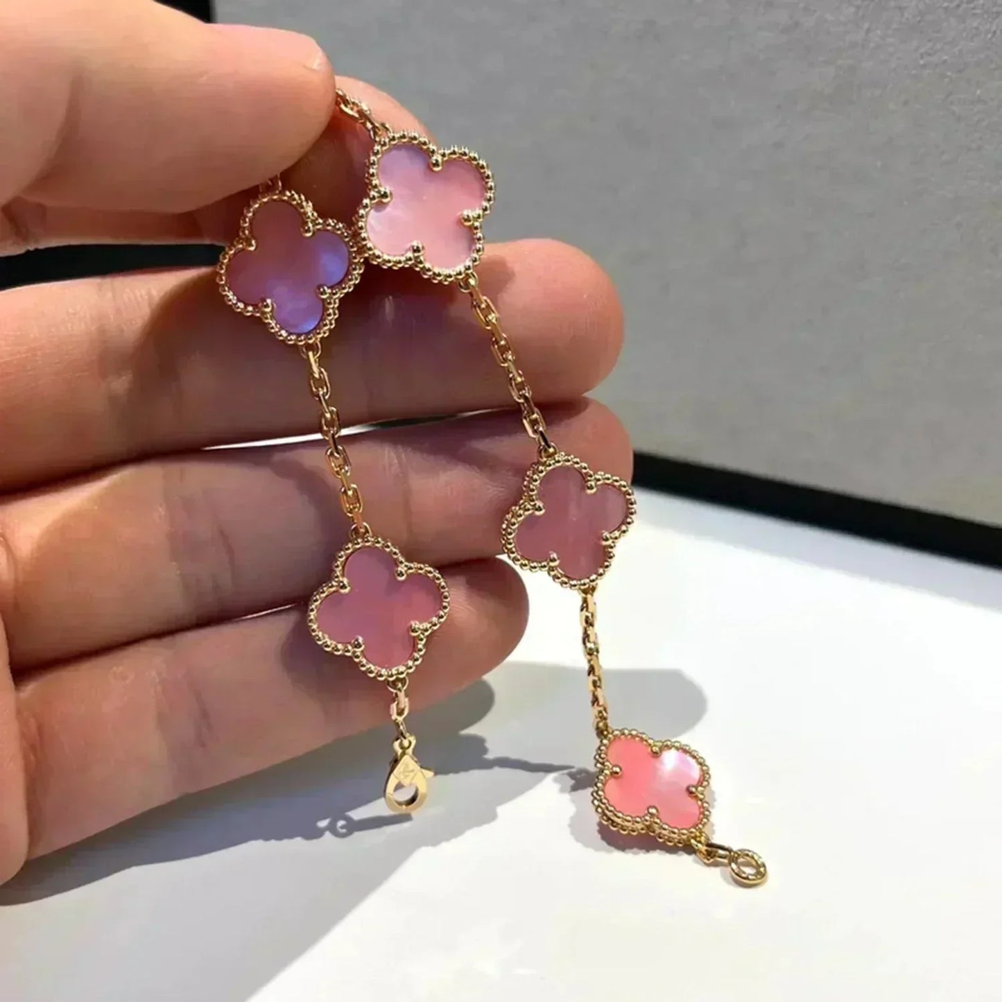 [basloveJW]CLOVER 5 PINK MOP BRACELET