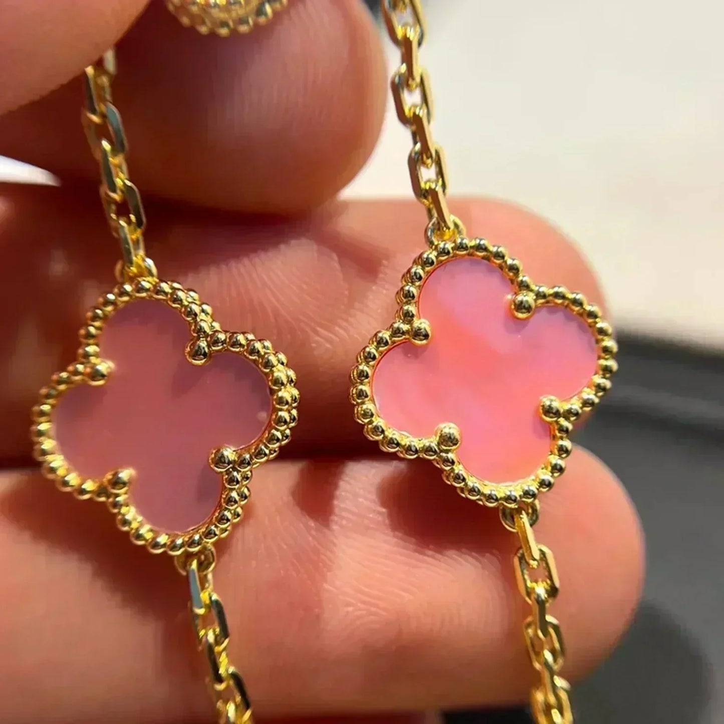 [basloveJW]CLOVER 5 PINK MOP BRACELET