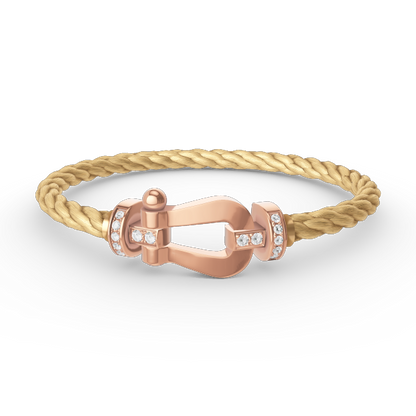 [Basjewels]FORCE LARGE HORSESHOE HALF DIAMOND BRACELET ROSE GOLD