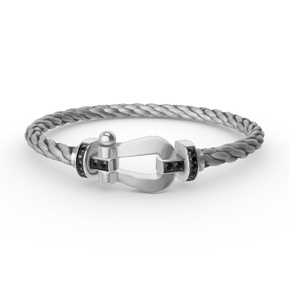 [Basjewels]FORCE LARGE HORSESHOE BLACK DIAMOND BRACELET SILVER