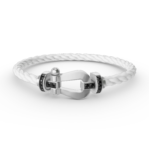 [Basjewels]FORCE LARGE HORSESHOE BLACK DIAMOND BRACELET SILVER