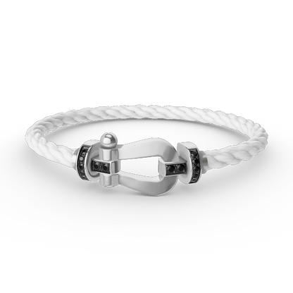 [Basjewels]FORCE LARGE HORSESHOE BLACK DIAMOND BRACELET SILVER