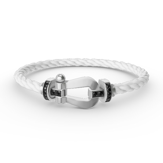 [Basjewels]FORCE LARGE HORSESHOE BLACK DIAMOND BRACELET SILVER