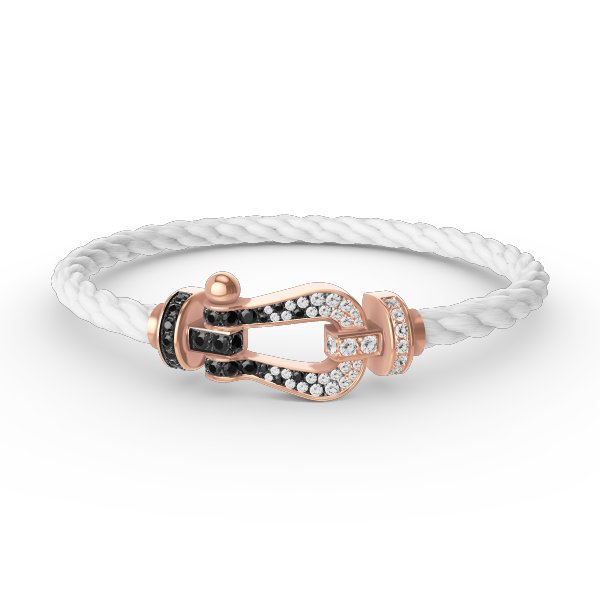 [Basjewels]FORCE LARGE HORSESHOE BLACK WHITE DIAMOND BRACELET ROSE GOLD