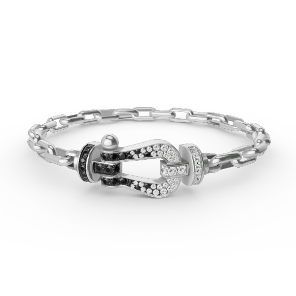 [Basjewels]FORCE LARGE HORSESHOE CLASP  METAL BRACELET