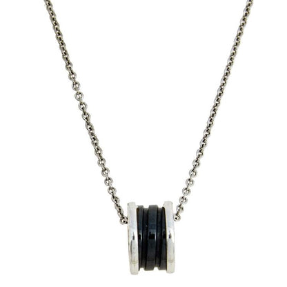 [Basjewels]ZERO 1 BLACK CERAMIC SILVER NECKLACE