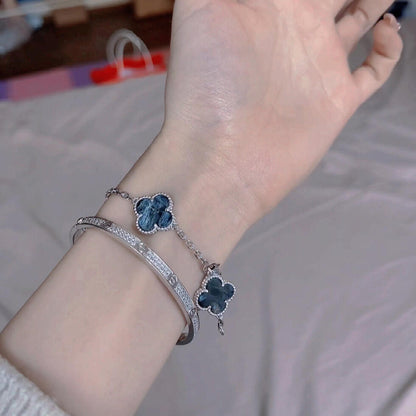 [basloveJW]CLOVER 5 MOTIF PIETERSITE SILVER BRACELET