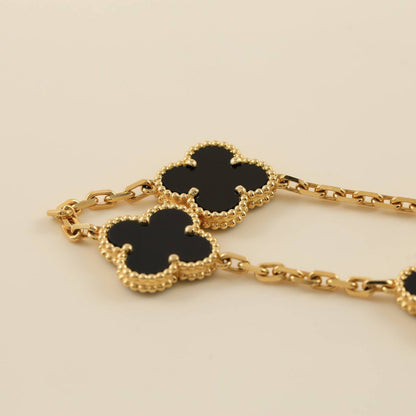 [basloveJW]CLOVER  5 MOTIFS BLACK ONYX BRACELET