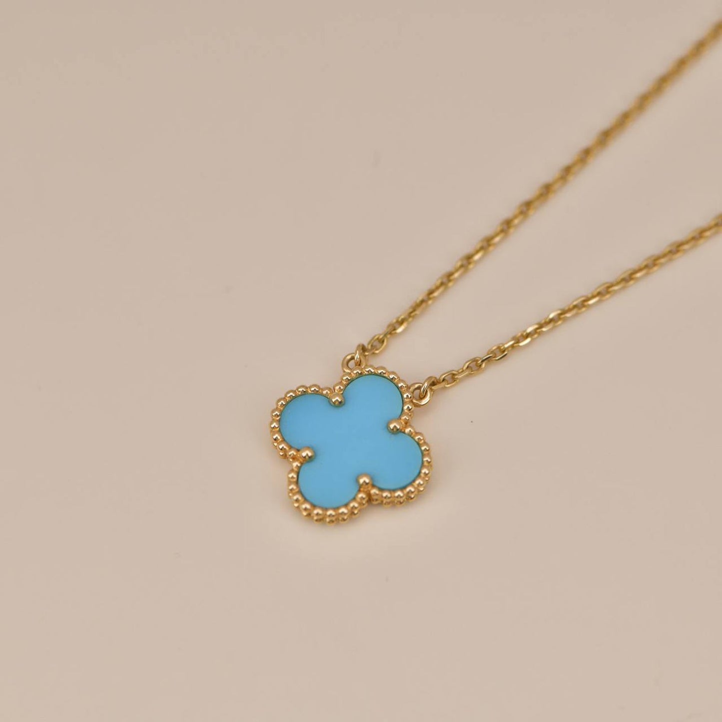 [basloveJW]CLOVER 15MM VINTAGE TURQUOISE NECKLACE