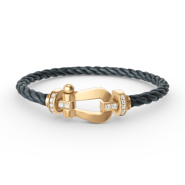 [Basjewels]FORCE LARGE HORSESHOE HALF DIAMOND BRACELET GOLD