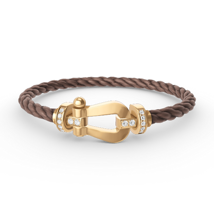 [Basjewels]FORCE LARGE HORSESHOE HALF DIAMOND BRACELET GOLD