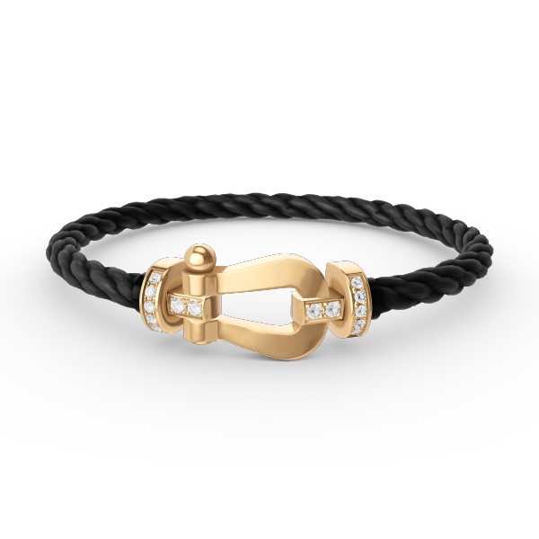 [Basjewels]FORCE LARGE HORSESHOE HALF DIAMOND BRACELET GOLD