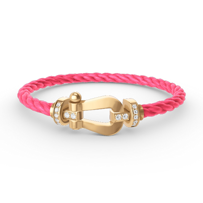 [Basjewels]FORCE LARGE HORSESHOE HALF DIAMOND BRACELET GOLD