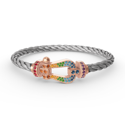 [Basjewels]FORCE LARGE HORSESHOE  COLORED DIAMOND BRACELET ROSE GOLD