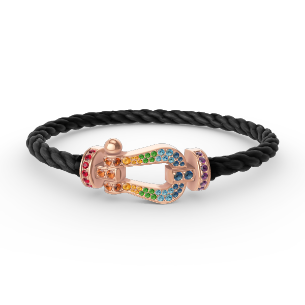 [Basjewels]FORCE LARGE HORSESHOE  COLORED DIAMOND BRACELET ROSE GOLD