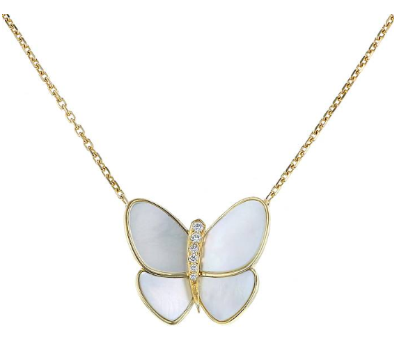 [basloveJW]BUTTERFLY GOLD MOP DIAMOND NECKLACE