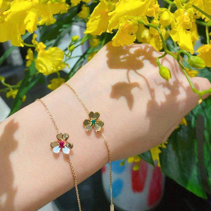 [basloveJW]FRIVOLE GOLD FLOWER PINK MALACHITE BRACELET