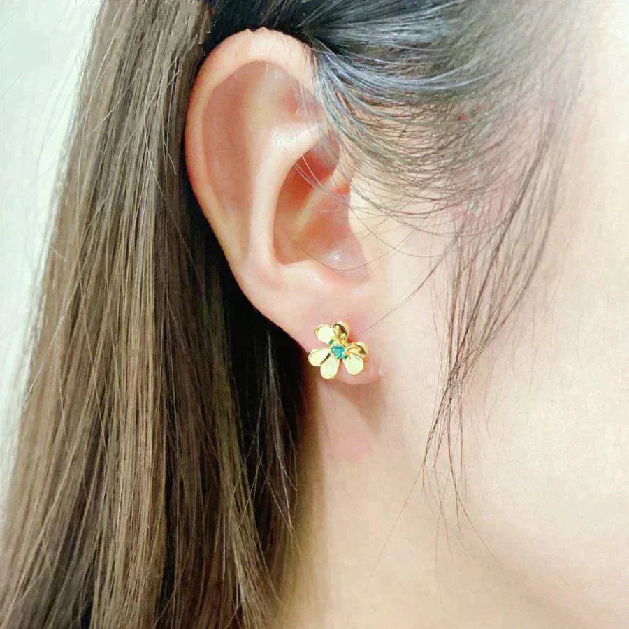 [basloveJW]FRIVOLE  FLOWER MALACHITE EARRINGS