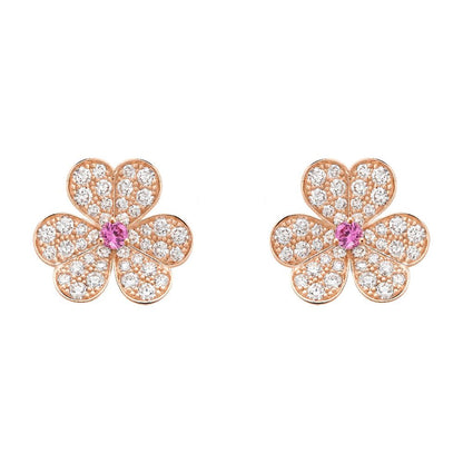 [basloveJW]FRIVOLE PINK GOLD FLOWER DIAMOND EARRINGS