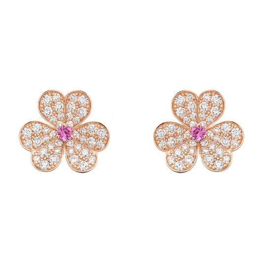 [basloveJW]FRIVOLE PINK GOLD FLOWER DIAMOND EARRINGS